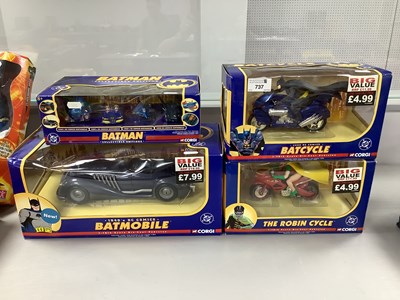 Lot 737 - Seven Corgi DC Batman Diecast Model Vehicles...
