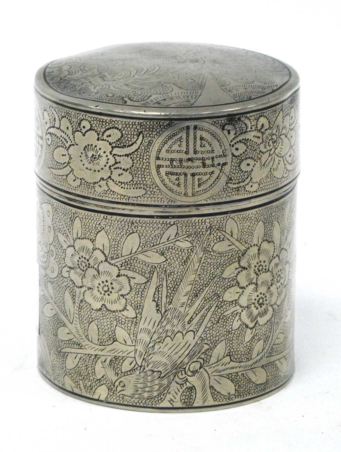 Lot 1387 - Kut Hing Pewter Swatow Tobacco Jar & Cover,...