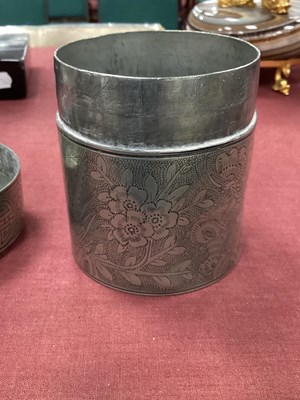 Lot 1387 - Kut Hing Pewter Swatow Tobacco Jar & Cover,...