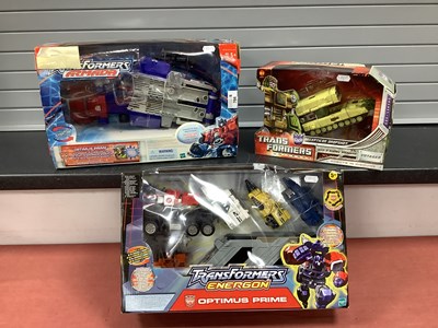 Lot 766 - Three Circa 2000's Hasbro Transformers Toys....