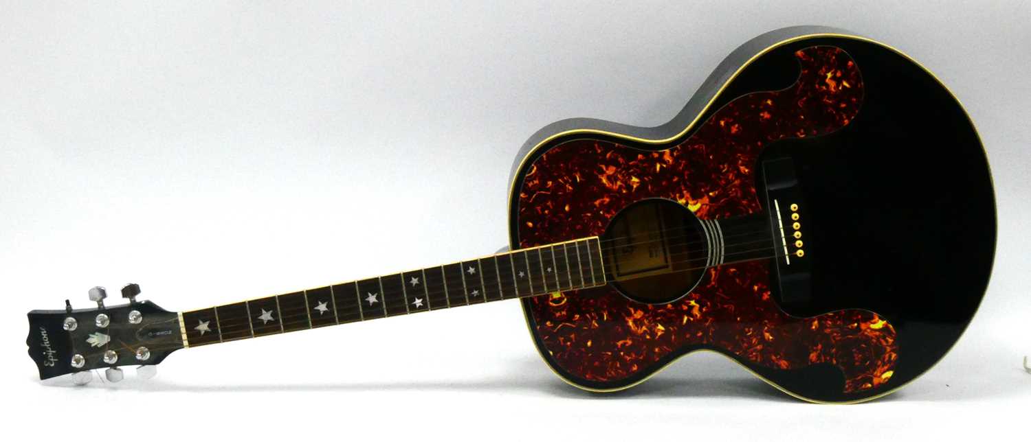 Lot 1312 - An Epiphone Acoustic Guitar inscribed "Gibson",...