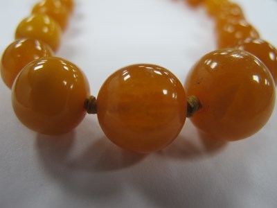 Lot 156 - A Single Strand Amber Coloured Bead Necklace,...