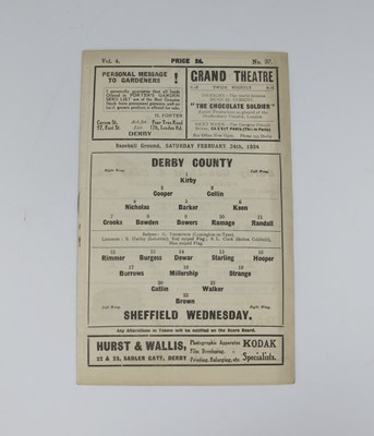 Lot 752 - 1934-5 Derby County v Sheffield Wednesday...