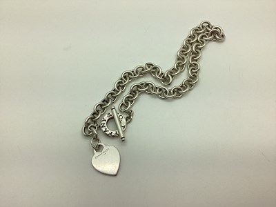 Lot 210 - Tiffany & Co; A Heart Tag Toggle Necklace,...