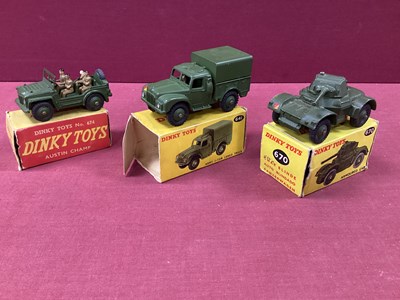 Lot 818 - Three Dinky Toys No 674 Austin Champ with Crew,...