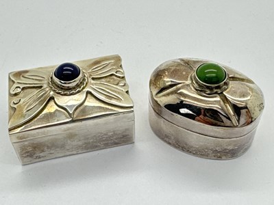 Lot 110 - TAXCO Mexico; Two Cabochon Inset Pill /...