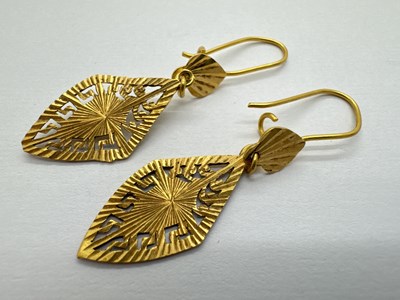 Lot 147 - A Pair of Middle Eastern Drop Earrings,...