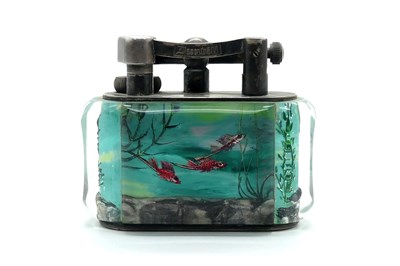Lot 1203 - A Dunhill Aquarium Table Lighter, of lobed...