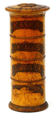 Lot 1245 - A XIX Century Sycamore Four Tier Spice Tower,...
