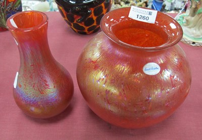 Lot 1289 - A Royal Brierley Orange Lustre Gass Vase 16cm...