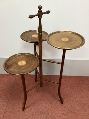 Lot 1424 - An Edwardian Mahogany Triform Cake Stand, with...