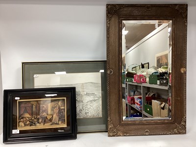 Lot 1051 - Oak Rectangular Framed Bevelled Wall Mirror,...
