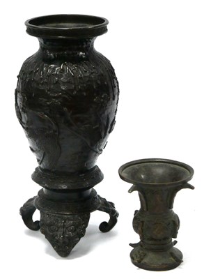Lot 1092 - A Japanese XIX Century Bronze Vase on Stand,...
