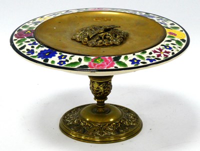 Lot 1014 - A Josef Steidl Znaim Pottery Tazza, with brass...