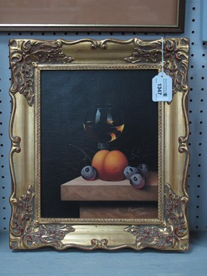 Lot 1347 - MATTHEW JAMES (XX Century) 
Still Life, Glass...