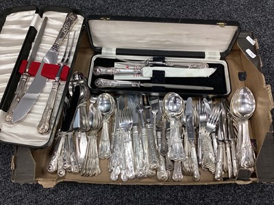 Lot 182 - An Assortment of Silver Plated Kings Pattern...