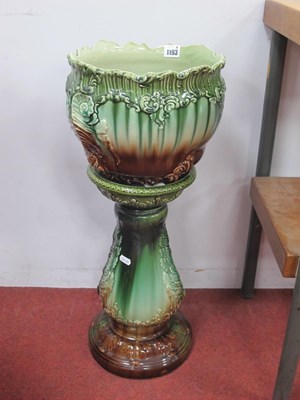 Lot 1193 - Majolica Style Jardiniere, with wavy rim. C...