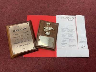 Lot 1392 - Edwin Starr Awards Plaques 1976 Unity's Social...