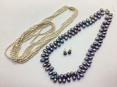 Lot 160 - A Modern Peacock Pearl Necklace, clasp stamped...