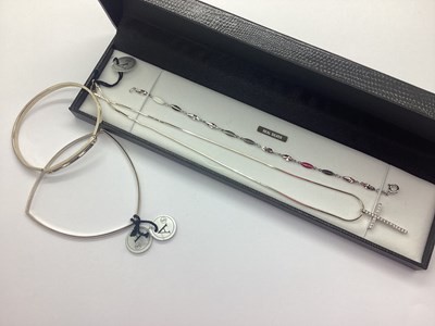 Lot 129 - Modern 925 Triangular Bangle, together with...