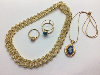 Lot 156 - Gilt Metal Wedgwood Jasperware Blue and White...