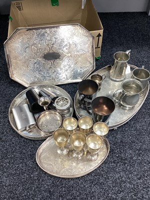 Lot 188 - Assorted Plated Ware, including goblets, oval...