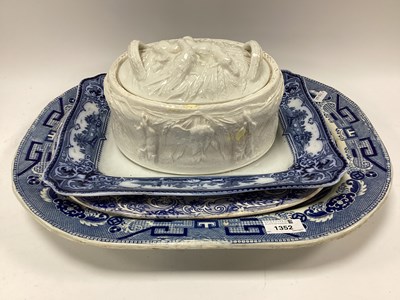Lot 1352 - A Large Victorian Willow Pattern Meat Plate,...