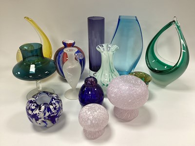 Lot 1235 - A Small Mdina Signed Glass Vase, two pink...