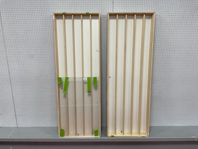 Lot 350 - Two - Five Shelf Wooden Wall Display Cabinets....