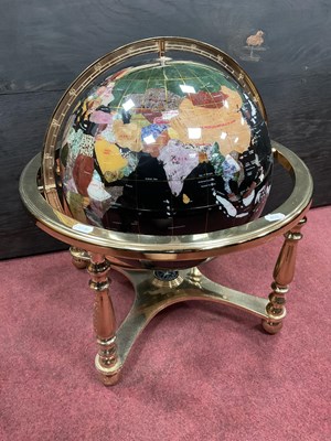 Lot 1562 - World Globe, with semi-precious stones on a...