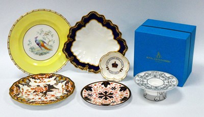 Lot 1034 - A Royal Crown Derby Porcelain Leaf Shaped Dish,...
