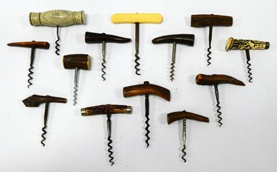 Lot 1208 - Thirteen Straight Pull Corkscrews, with mainly...