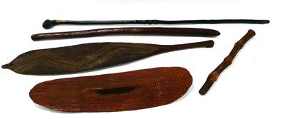 Lot 1191 - An Aboriginal Wunda Shield, with carved bands,...