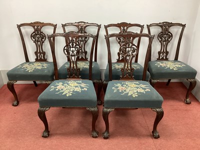 Lot 1441 - A Set of Six Chippendale Revival Mahogany...