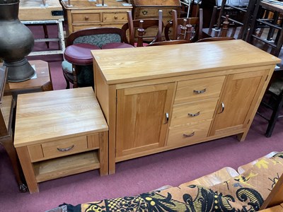 Lot 1561 - Ash Sideboard, with three central drawers,...
