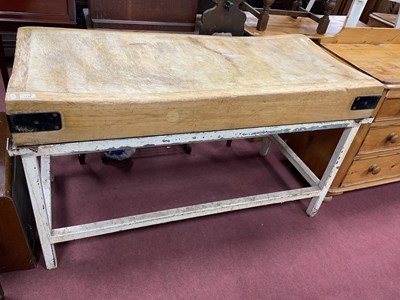 Lot 1538 - Rectangular-shaped Butchers Block, on painted...