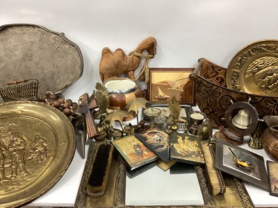 Lot 1063 - Brass Hall Mirror with two hand brushes to...