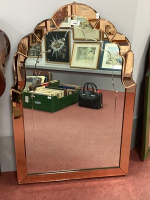 Lot 1469 - Art Deco Wall Mirror, with an arched top and a...