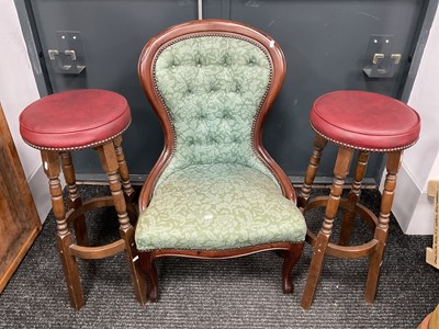 Lot 1553 - A Pair of Bar Stools, together with a XIX...