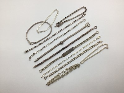 Lot 225 - "925" and Other Bracelets, including curb link,...
