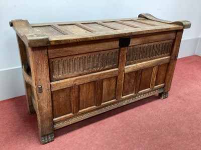 Lot 1449 - A XVII Century Style Joined Oak Coffer, the...