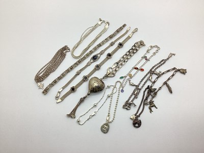 Lot 195 - "925" and Other Bracelets, including oval...