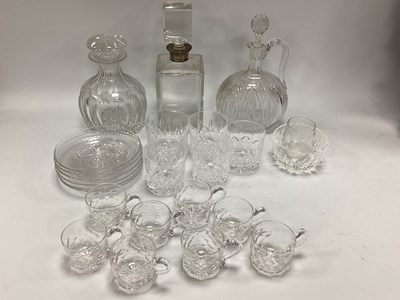 Lot 1277 - A Square Cut Glass Decanter and Stopper with...