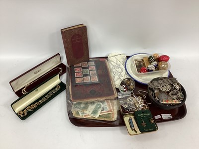 Lot 1398 - Banknotes, coinage, costume jewellery, stamps,...