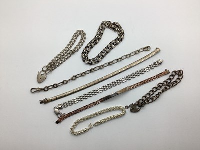 Lot 199 - "925" and Other Bracelets, including curb link,...