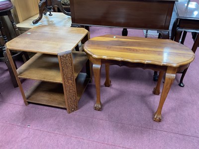 Lot 1554 - Art Deco Oak Square Topped Table with Floral...