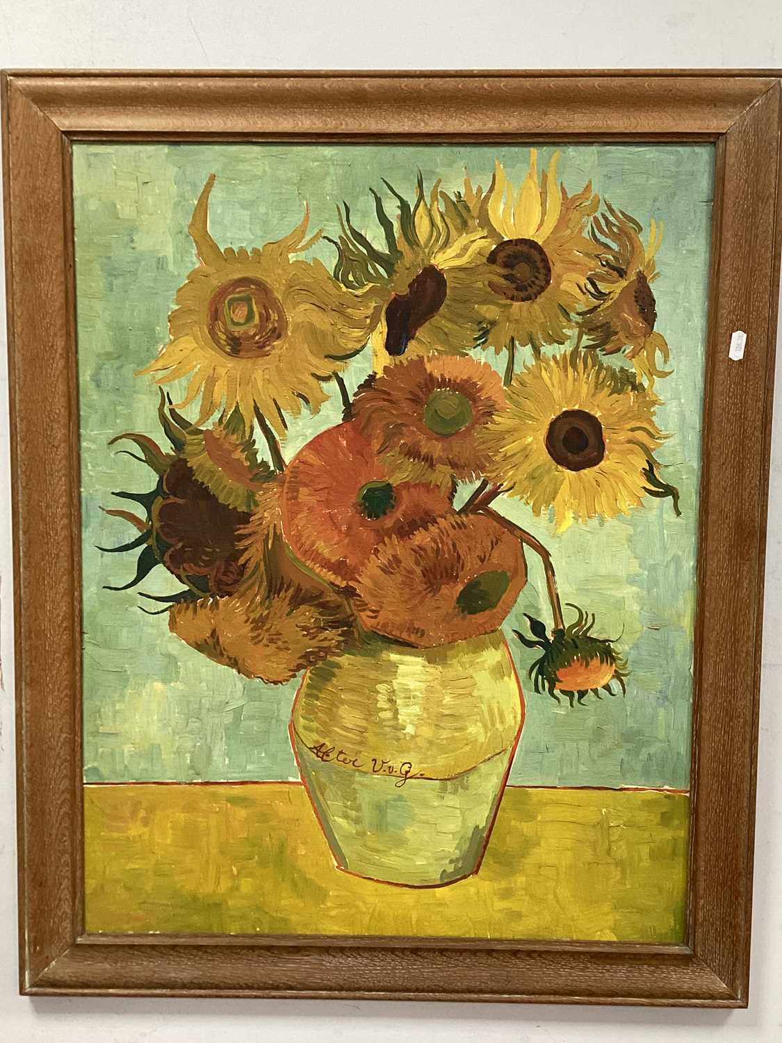 Lot 1491 - After Vincent Van Gogh, Sunflowers, oil on...
