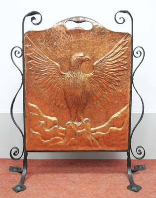 Lot 1271 - An Arts and Crafts Iron Firescreen with a...
