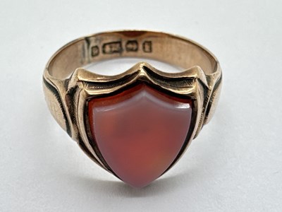 Lot 56 - A Victorian 9ct Gold Hardstone Panel Signet...