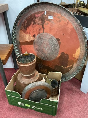 Lot 1433 - Iranian Copper Charger, with wavy rim and...